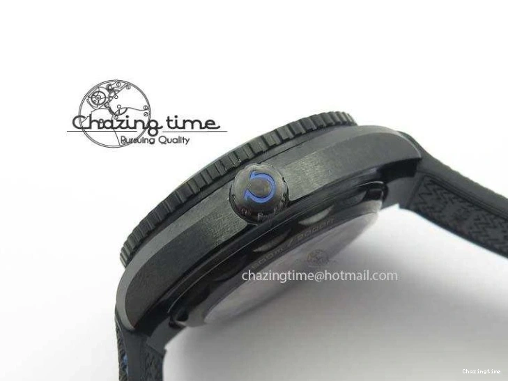 0317 Unique Planet Ocean 45mm Real Ceramic Blue BP-Maker Best Edition Black Dial On Nylon Rubber Strap A 8184